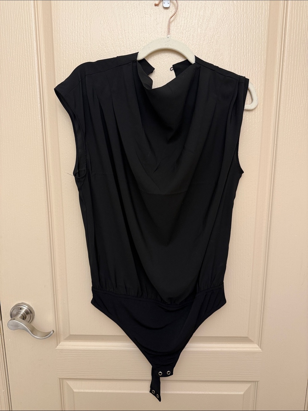 Express Black Draped Cap-Sleeve Bodysuit